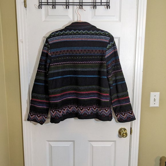 Chicos Anniversary Collection Black Wool Beaded Embroidered Floral Jacket size 1 - Picture 2 of 14